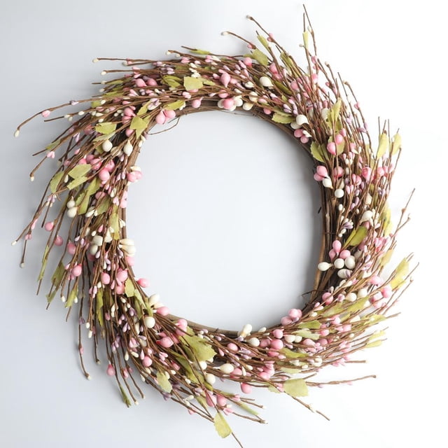 de flores de paja ajustable de 20 puede utilizar en interiores y exteriores Rosado Soledad Corona de flores de paja