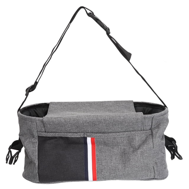Bolsa de pañales para cochecito de bebé, impermeable, correa de hombro ajustable, bolsa de pañales para cochecito pequeño para viajes, color gris