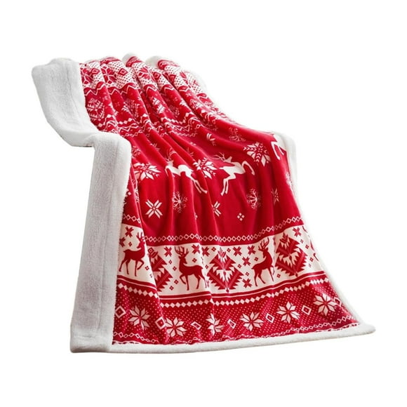 Couverture en Flanelle Douce de Noël C avec Rennes, Flocons de Neige et Motifs de Bonhomme de Neige, Jeté Décoratif Chaud et Duveteux pour les Fêtes, Taille 59.06X51.18 Pouces