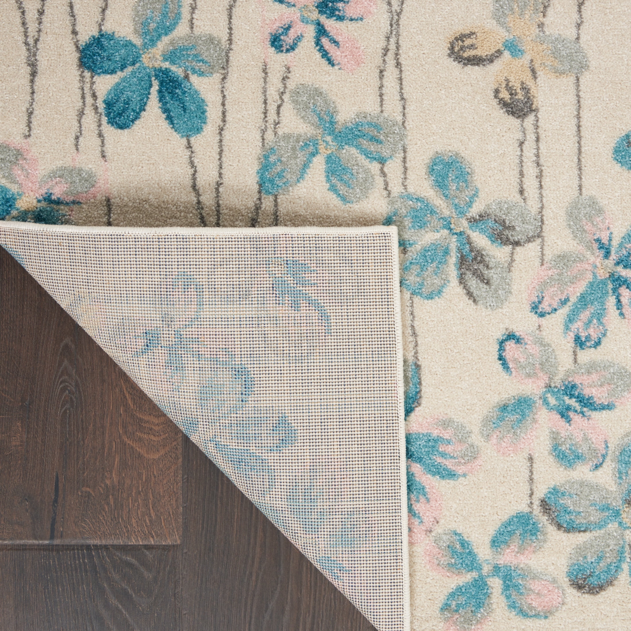 Serene Contemporary Floral Ivory 5'3" x 7'3" Area Rug, (5' x 7')