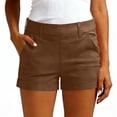 thumbnail image 3 of CIENVNSTG Low Rise Shorts for Women Tailored Trouser Fit Hem and Casual Stretch Comfort Running Shorts Workout Gym with Pockets Brown 2XL, 3 of 7