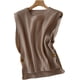 thumbnail image 5 of Suéter sin mangas con cuello redondo para mujer, chaleco a la moda, Tops de punto con abertura lateral y abertura alta y baja, 5 of 5
