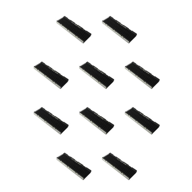 Sidaley Disipador de calor de aluminio de radiador fácil de instalar para M2 SSD disipador de calor de doble capa radiante Ssd eficiente negro Capa única negra 10Conjunto
