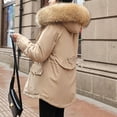 thumbnail image 4 of LoyisViDion Coat Women'S Winter Thickening and Velvet Keeping Warm Casual Coat with Hat Khaki 4(M), 4 of 9