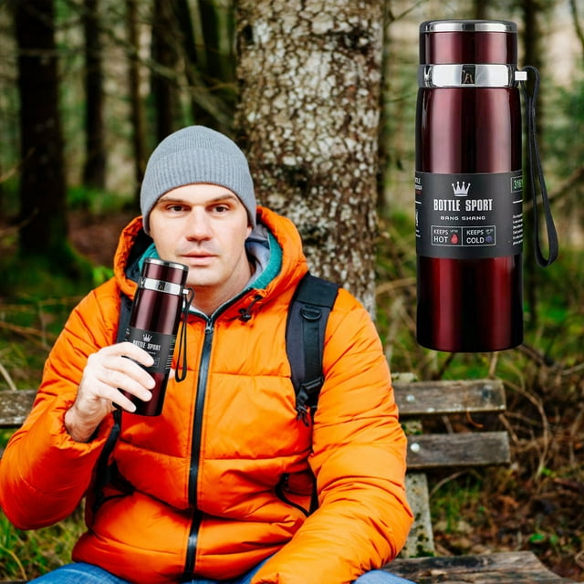 Tasse Isolée en Acier Inoxydable, Capacité de 800mL, Design Étanche, pour Extérieur/voyage, Montable sur Véhicule, Grande Taille, Construction Durable, pour Camping/randonnée, Bouteille d'Eau Portable, Acier Inoxydable
