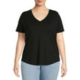 thumbnail image 4 of Terra & Sky Women's Plus Size V-Neck T-Shirt with Short Sleeves, 2-Pack, 4 of 6