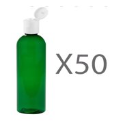 MoYo Natural Labs 4 oz Travel Bottles, Empty Travel Containers with Flip Caps, BPA Free PET Plastic Squeezable Toiletry/Cosmetic Bottles (Neck 20-410) (Pack of 50, Green)
