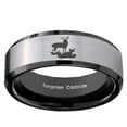thumbnail image 2 of Tungsten Deer Hunting 8mm Brushed Gray Beveled Edges Black Polished Men Ring, 2 of 2