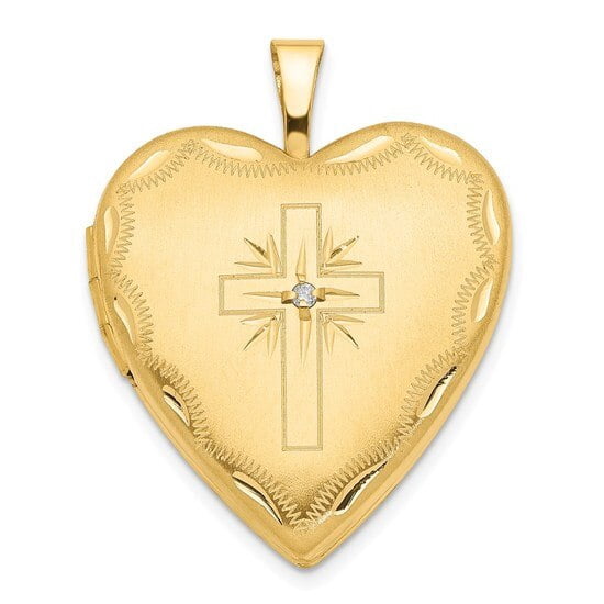 14k Yellow Gold 20mm Diamond Set Cross 