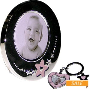 Silver Lil  Star Girl frame and key chain set by GUND - 3x3