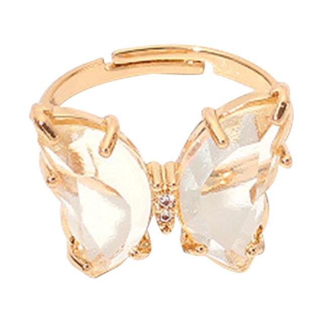 Butterfly Color Transparent Live Mouth Ring Female Ins Net Red Girl Fashion Ring
