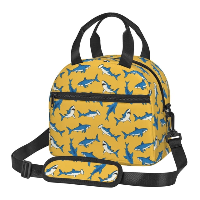 Fotbe Shark Print Bolsa de Almuerzo con Estampado, Lonchera Aislada, Contenedores de Comida Reutilizables Tipo Cooler a Prueba de Fugas
