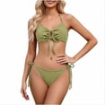 thumbnail image 6 of Women's Cheeky Bikini Set 2 Piece String High Cut Swimsuits Lace Up Tie Side Bathing Suits O Ring Green, 6 of 8