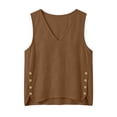 thumbnail image 3 of Womens Cotton Linen Tank Tops V Neck Casual Cami Sleeveless Blouses Basic Shirt Gauze Linen Shirts Brown L, 3 of 7