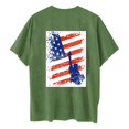 thumbnail image 5 of Camiseta de Cuello Redondo Impresa Delantera Y Trasera Del Día de la Independencia de las Mujeres, Tops Cortos Casuales para las Mujeres, 5 of 5