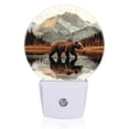 thumbnail image 2 of Round LED Night Lights Lamp with Dusk to Dawn Sensor, Bear And The Peaceful Mountain Lake Environment Night Light Plug Into Wall for Kids Room, Bedroom, Bathroom, Kitchen, Hallway, 2 of 4