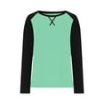 thumbnail image 5 of Womens Plus Size T-Shirts, Crewneck Tees for Women Fall Casual Loose Fit Oversized Color Patchwork Raglan Long Sleeve Shirts, 5 of 5