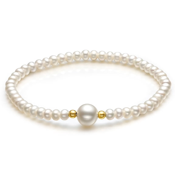 ZHOU LIU FU 18K White Pearl Stretch Bracelets for Women 6.7in X199040