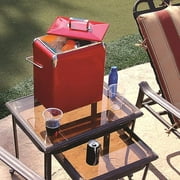 Creative Outdoor Retro Cooler 12-Qt Outdoor Vintage Cooler Ice Chest for Drinks, Red