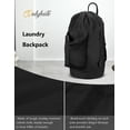 thumbnail image 5 of Dalykate Mochila Bolsa de lavandería con correas para los hombros y bolsillo de malla Bolsa para cesto de ropa de nailon duradero con cierre de cordón para la universidad, viajes, lavandería, apartame, 5 of 5