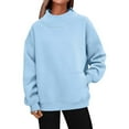 thumbnail image 3 of Women's Hoodless Solid Color Pullover Sweater with Side Pocket Long Sleeve Crewneck Soft Comfortable Casual Wear for Everyday Outfits Womens Casual Pullover Tops Long Sleeves Casual Shirts, 3 of 5