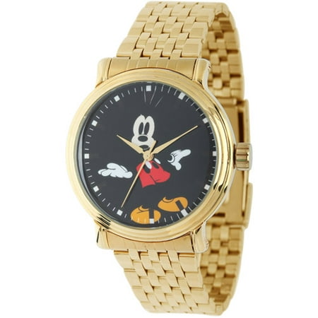 Disney Mickey Mouse Men's Vintage Alloy Case Watch, Gold Bracelet