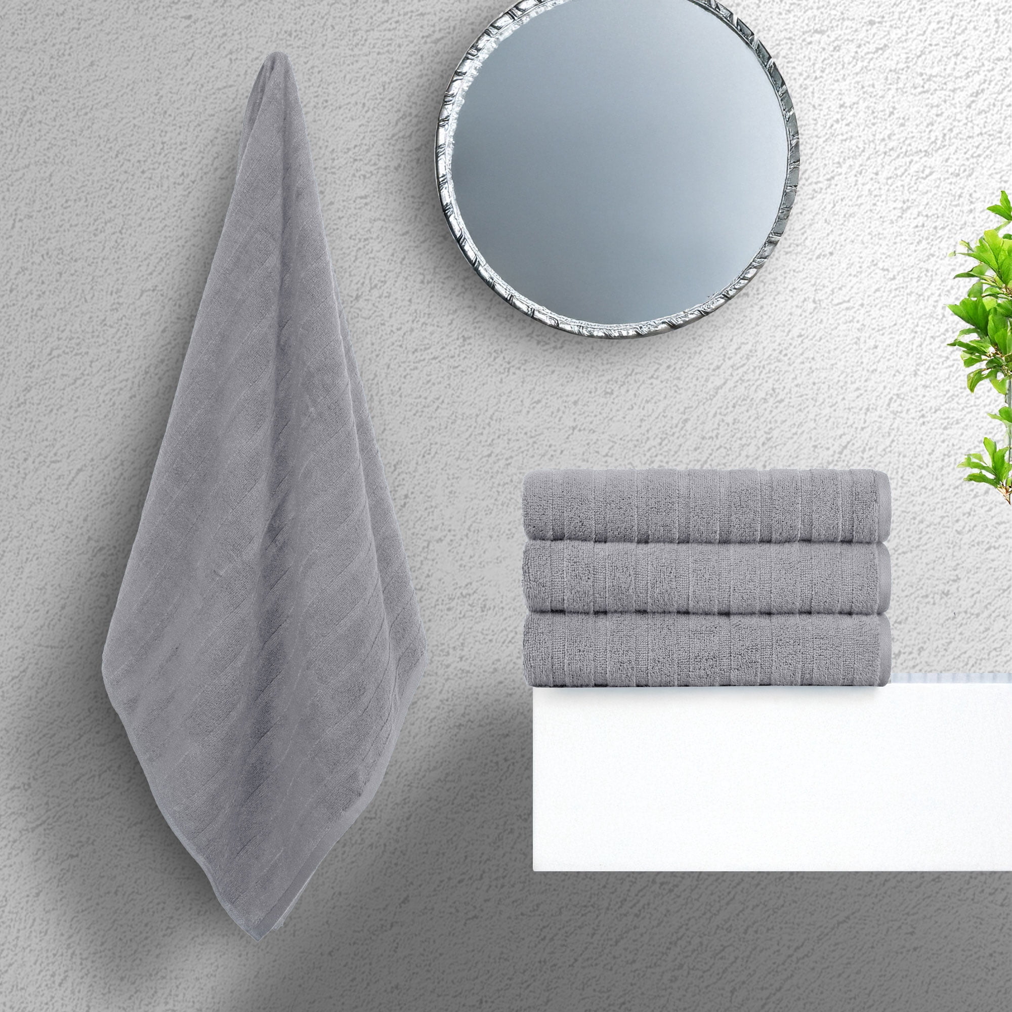 Everyday Home by Trident Quick Dry 4 Bath Towels, 100% Cotton , lightweight,Soft, Absorbent, Bathroom Towels, 4 Bath 27"x54", Charcoal