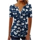 thumbnail image 3 of TaTaai Women's Pullover Printed Top, Soft Lightweight Cotton, Loose Fit, Short Sleeve V-Neck, Ruching Design Buttons, Casual Office Outings Spring Summer Multi-Color Gift, 3 of 5