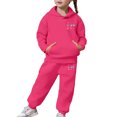 thumbnail image 4 of HUAXUN-Girls Heart Print 2PC Tracksuit Cotton Outfit Sweatshirts Sweatpants Set Youth Girls Pullover Casual Hooded Tops Pants Tracksuits,Matching Fleece Hoodie & Pants Set(A-Hot Pink,6-7 Years), 4 of 6