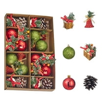 Darzheoy 24Pcs Christmas Balls Ornaments Christmas Decorations Christmas Ball Bell Gift Pack Drum Set Christmas Tree Pendant