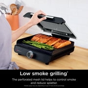 Ninja Sizzle 6-Serving Electric Indoor Grill, Low Smoke, 500°F Max Heat, GR100, Black/Stainless Steel