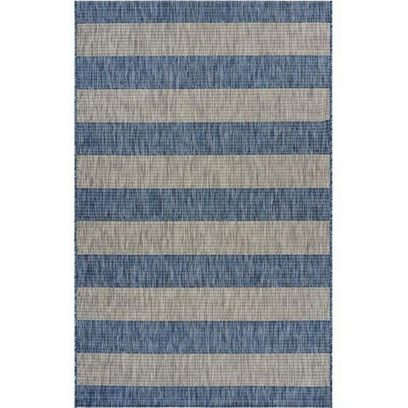 5 x 7 ft. Navy Stripes Indoor & Outdoor Area Rug