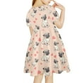 thumbnail image 3 of Yuyamidu Pug Skater Dress for Girls Self Cultivation Princess Dress Breathable Twirly Dress Dog Short Sleeve Midi Dress Heart Round Neck Sundress Size 3-4 Kids Party Dresses, 3 of 6