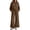 Brown, variant on SBYOJLPB Women's Two Piece Sets Solid Color Hooded Sweatshirt Tops and Wide Leg Sweatpants Home Comfortable Sportswear Set