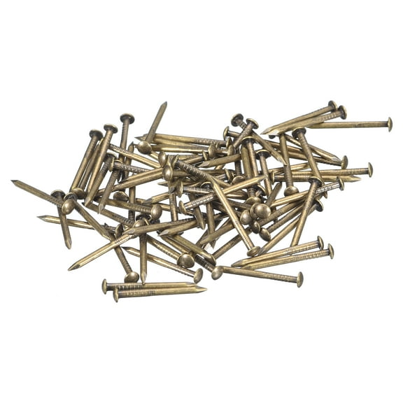 Uxcell 140Pcs Small Tiny Nails 1.2x15mm(DxL) Tiny Brass Nails Hardware Round Head Brass Nail for Wooden DIY Projects, Bronze Tone