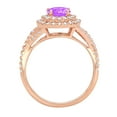 thumbnail image 2 of 1.3125 ct Round Cut Natural Amethyst Solitaire with Simulated Diamond Accents 14K Rose Gold Womens Engagement Ring, 2 of 5