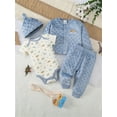 thumbnail image 3 of WIBACKER 0-12M Baby Boys' 4-Piece Warm Velvet Dinosaur Outfit Sets, Little Jacket, Pants, Bodysuit and Hat Set, 3 of 11