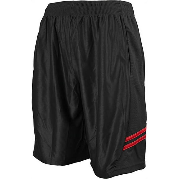 North 15 Boy's Athletic Basketball Shorts with Side Pockets-3124B-Blk-Rd-8