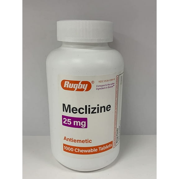 Rugby 00536129910 Meclizine 1000 Chewable Tablets 25 mg Antiemetic (Each)