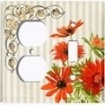 thumbnail image 4 of Metal Light Switch Plate Outlet Cover Orange Sunflower Striped Damask Tan FLW072, 4 of 13