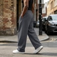 thumbnail image 4 of Men's Baggy Sweatpants Fleece Wide Leg Lounge Sweat Pants Drawstring Waist Jogging Pants with Pockets, L, 4 of 7