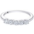 thumbnail image 3 of PEORA Solid 14K White Gold Lab Grown Diamond 5-Stone Wedding Anniversary Stackable Ring Band for Women, 0.75 Carat Round Brilliant Cut, E-F Color, Size 4.5, 3 of 4