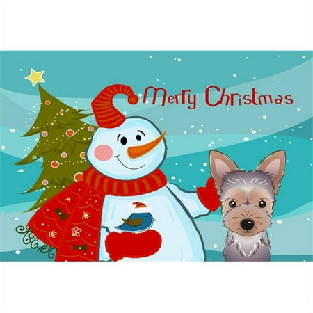 

Carolines Treasures BB1852PLMT Snowman With Yorkie Puppy Fabric Placemat