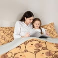 thumbnail image 4 of Manfei Cartoon Animal Print Full Size Comforter Sets,Cute Capybara Bedding Comforter Set,Brown,Light Gray Reversible,3 Pieces,1 Comforter and 2 Pillowcases, 4 of 7