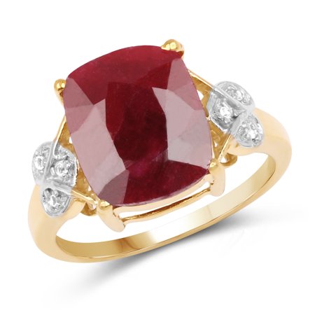 Dazyle - 14K Yellow Gold Plated 6.91 ct. Dyed Ruby and White Topaz ...