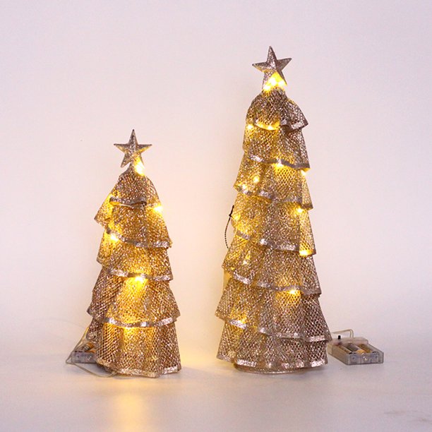 DGROEE 30/40cm Christmas Tree Topper, Golden Glittered Star Xmas Tree