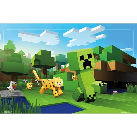 Minecraft Ocelot Chase Video Gaming Poster 34x22