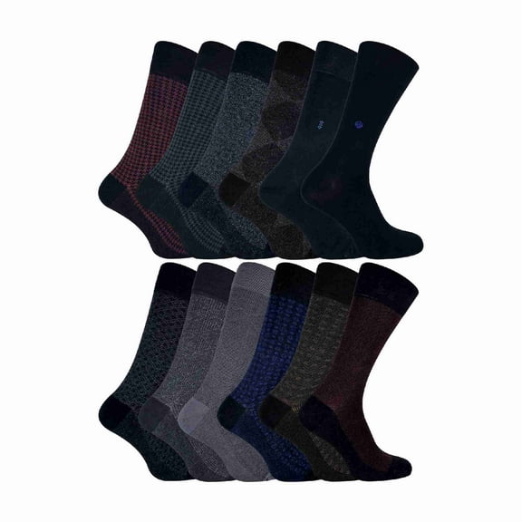 12 Pairs Mens Luxury Bamboo Socks | Sock Snob | Patterned Suft Soft 6-11 Socks