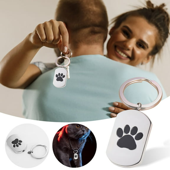 Ikohbadg Personalized Paw Print Cremation Urn Keychain for Pet Ashes, Stainless Steel Memorial Dog Tag Keepsake Pendant, Dog Loss Jewelry in Loving Memory
