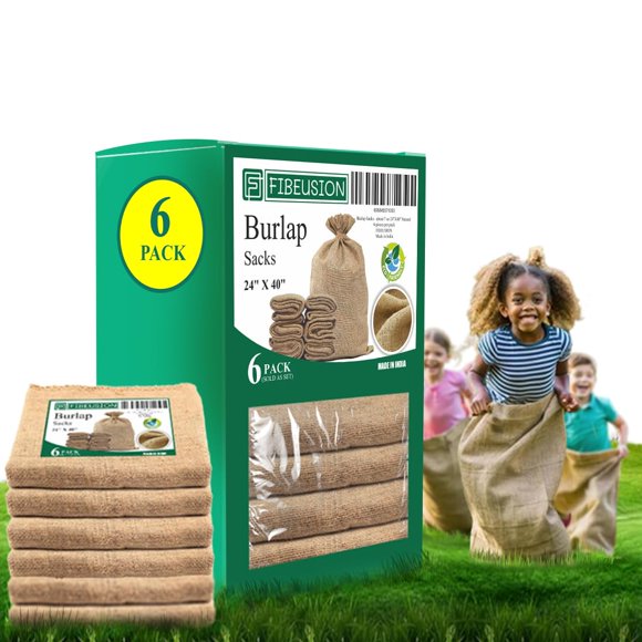 Juego de sacos de arpillera FIBEUSION, resistentes, reutilizables, con capacidad de 50 kg